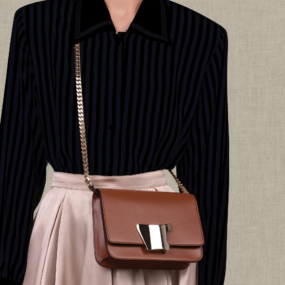 Santoni Borsa A Tracolla In Pelle Marrone