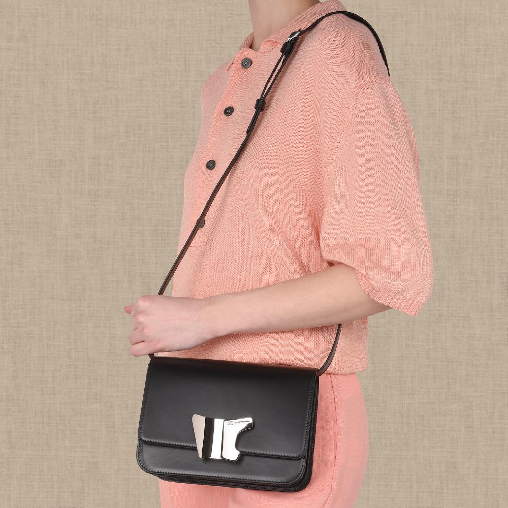 Santoni Borsa A Tracolla In Pelle Nera