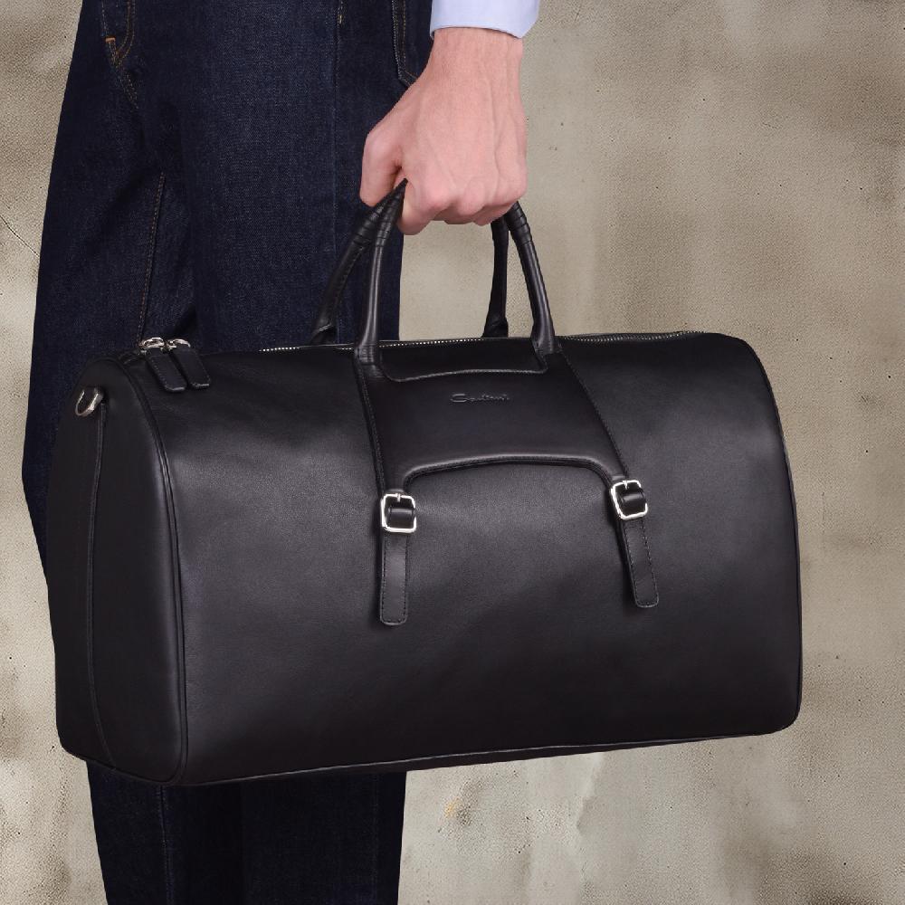 Santoni Borsa Da Viaggio In Pelle Nera