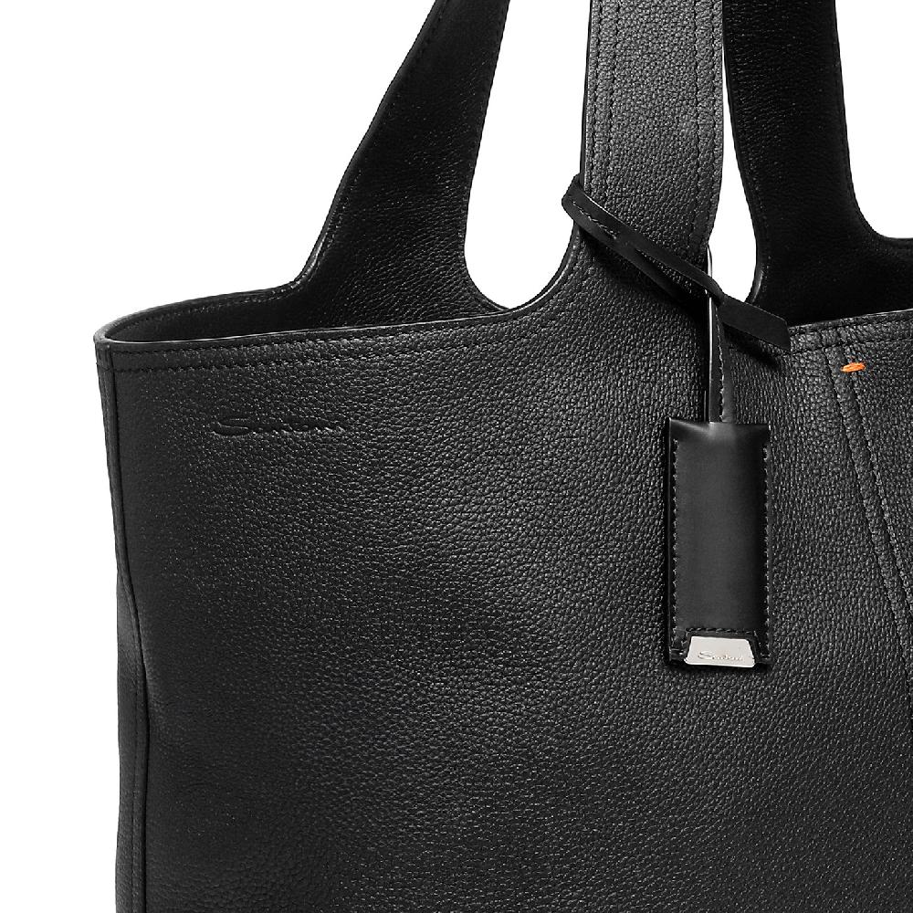 Santoni Borsa In Pelle Bottalata Nera