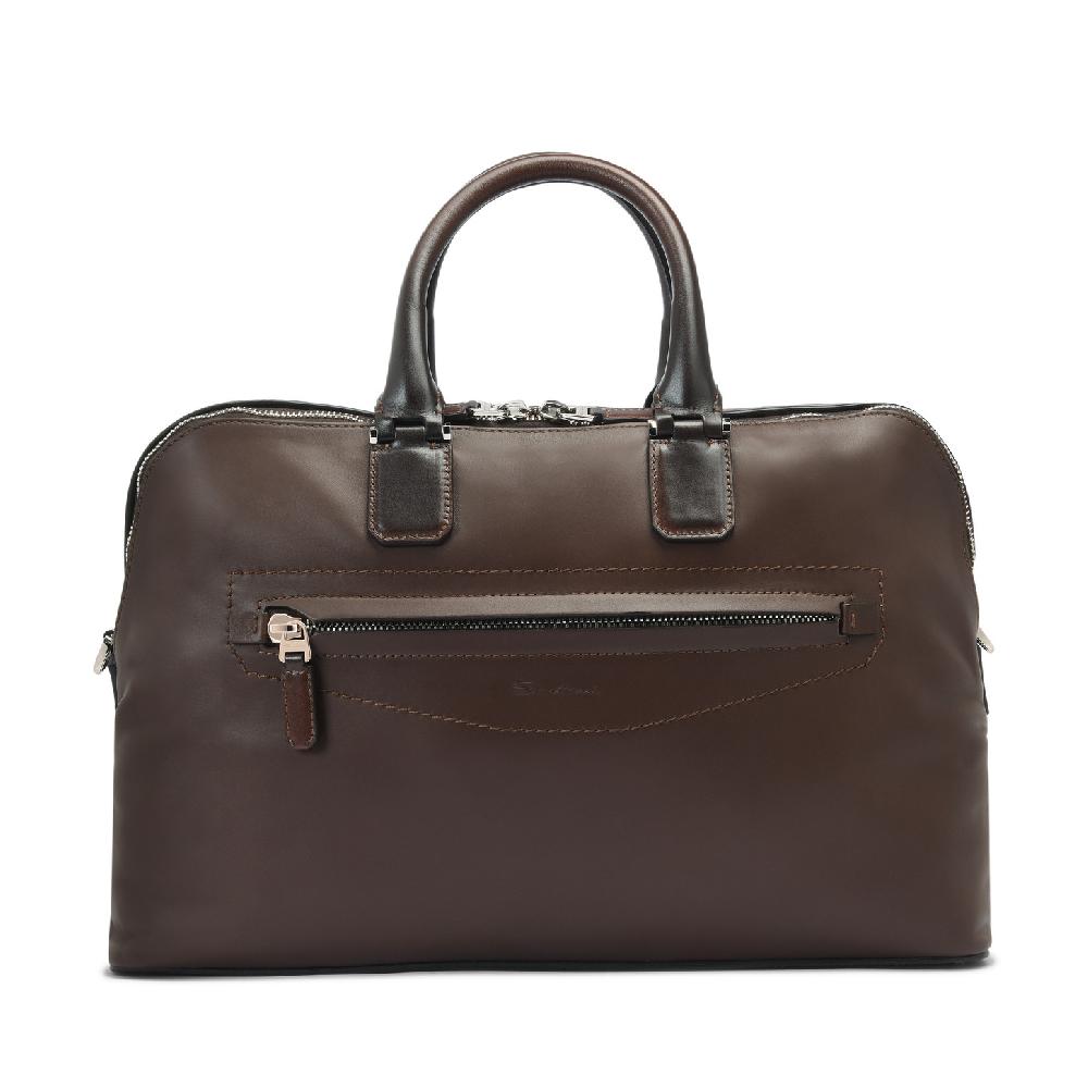 Santoni Borsa porta pc in pelle marrone