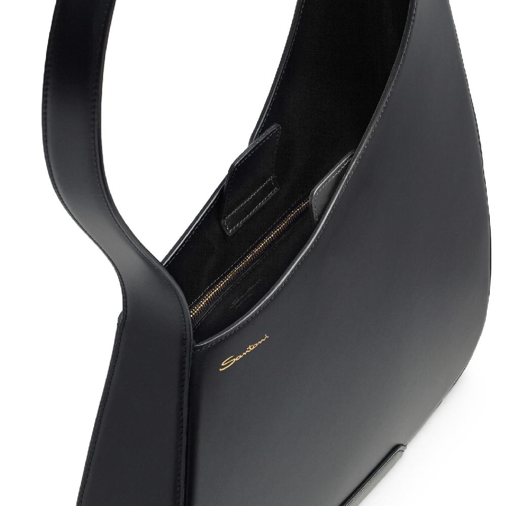 Santoni Borsa ThePluto A Spalla In Pelle Nera