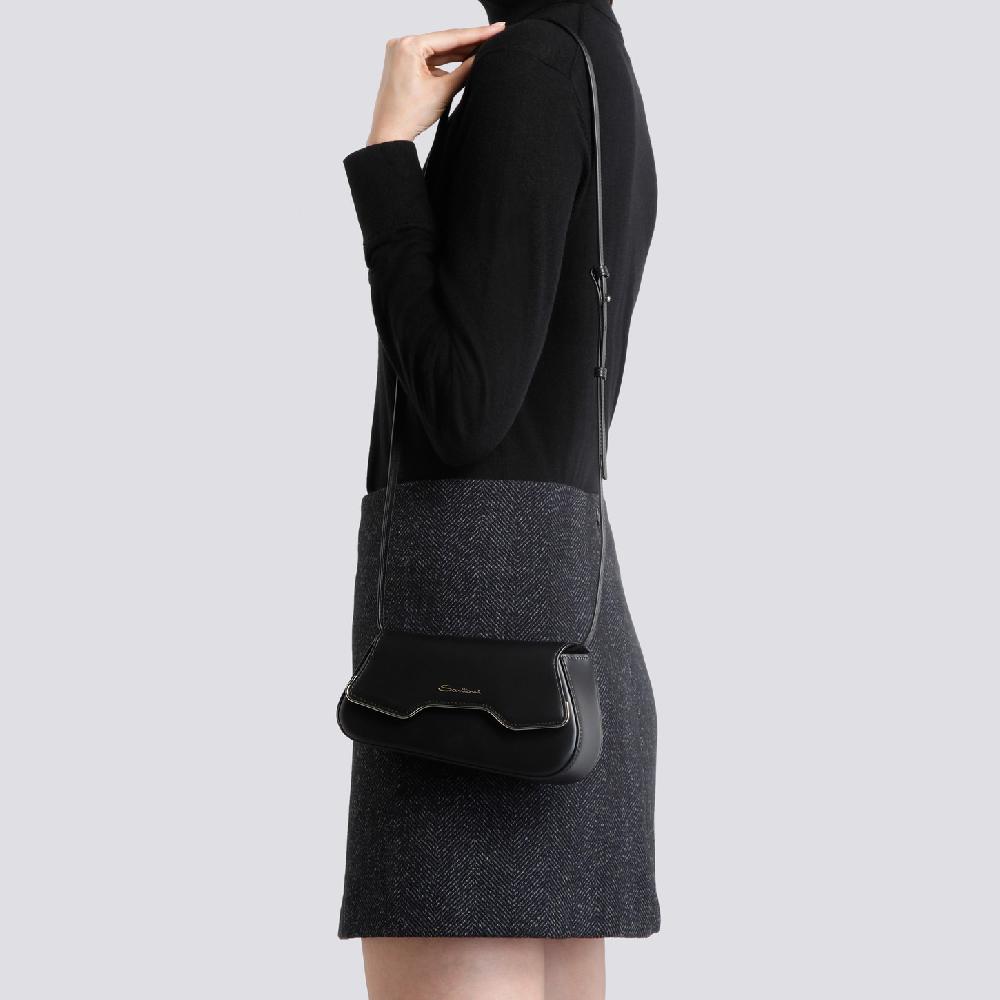 Santoni Borsa ThePluto A Tracolla In Pelle Nera