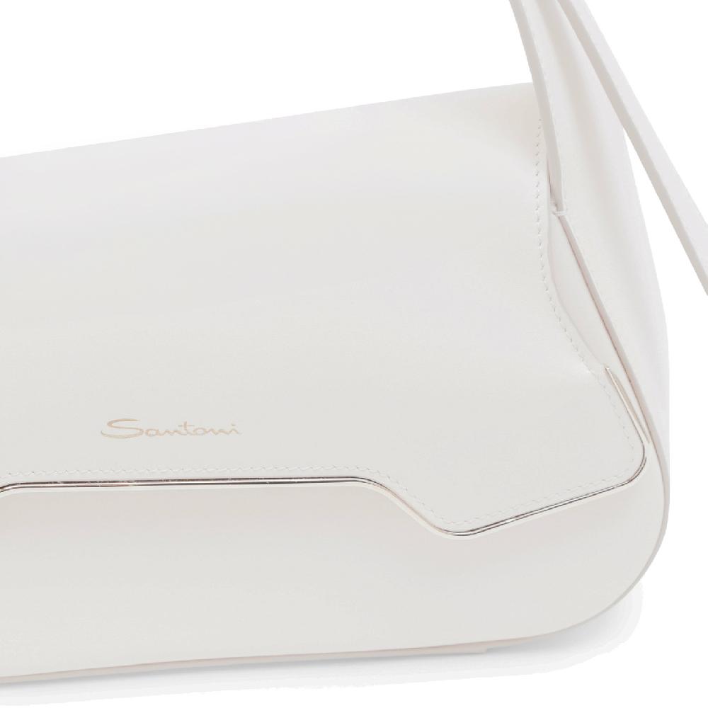 Santoni Borsa ThePluto In Pelle Bianca