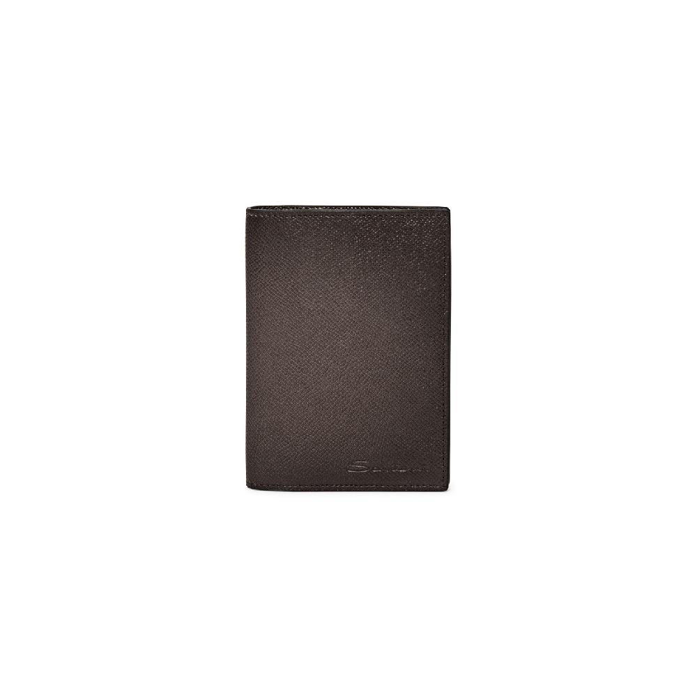 Santoni Custodia per passaporto in saffiano beige