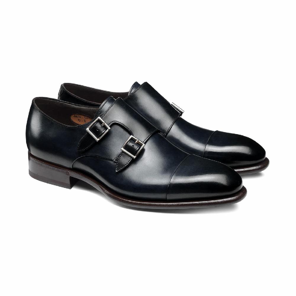 Santoni Doppia Fibbia Da Uomo In Pelle Blu