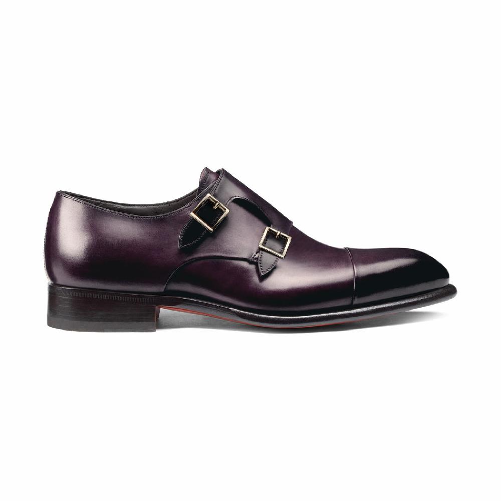 Santoni Doppia fibbia da uomo in pelle viola