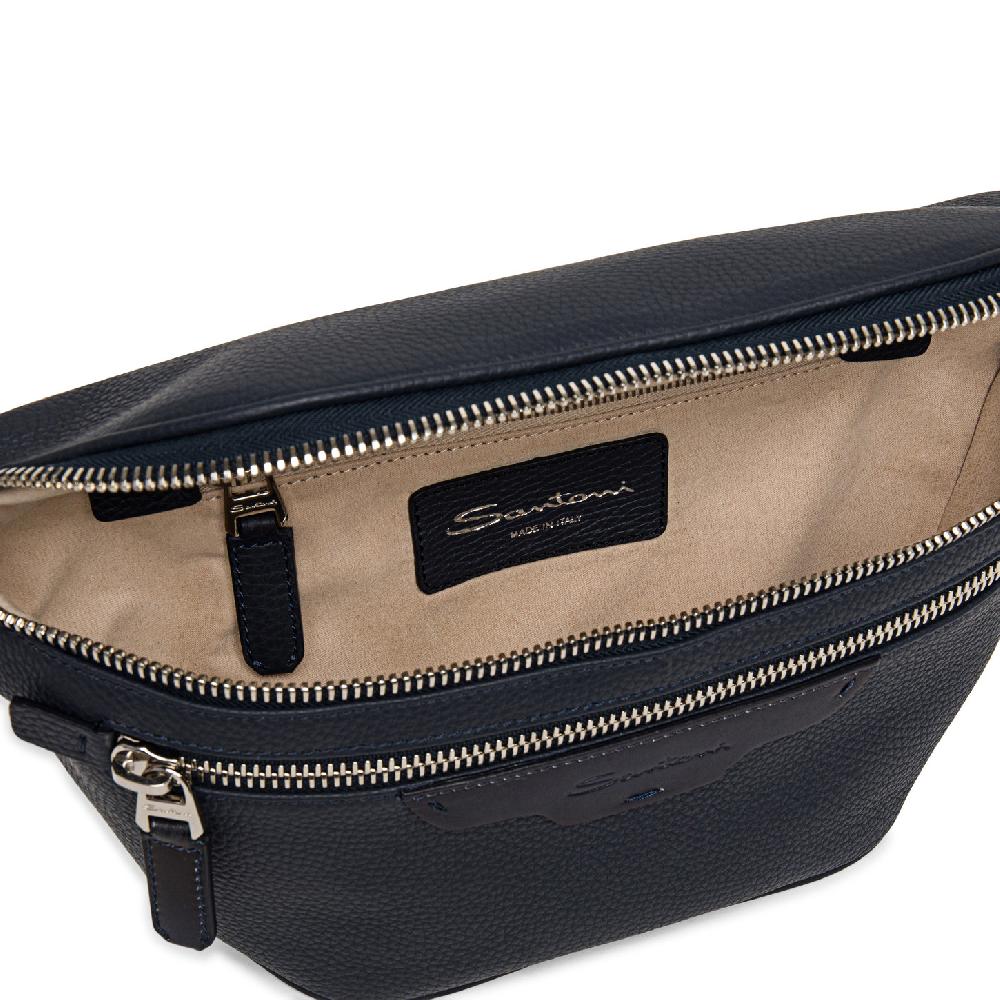 Santoni Marsupio In Pelle Bottalata Blu