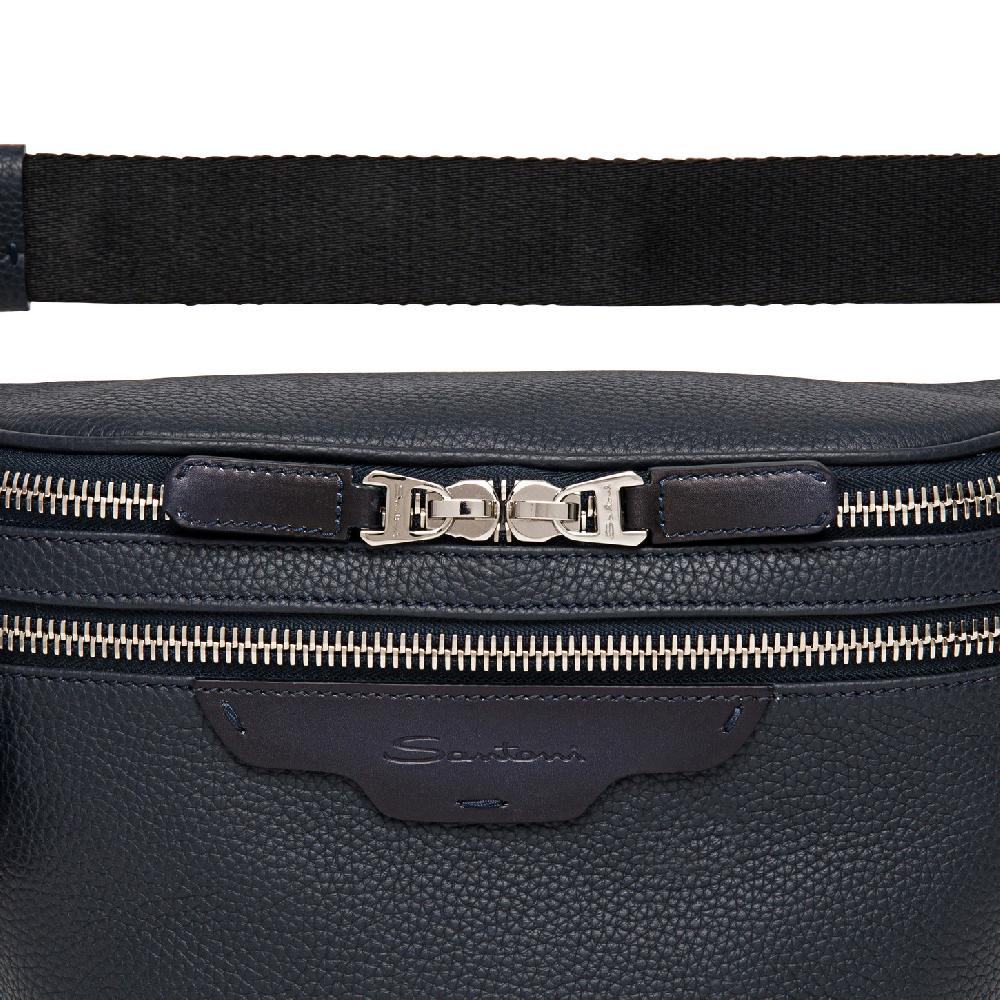 Santoni Marsupio In Pelle Bottalata Blu