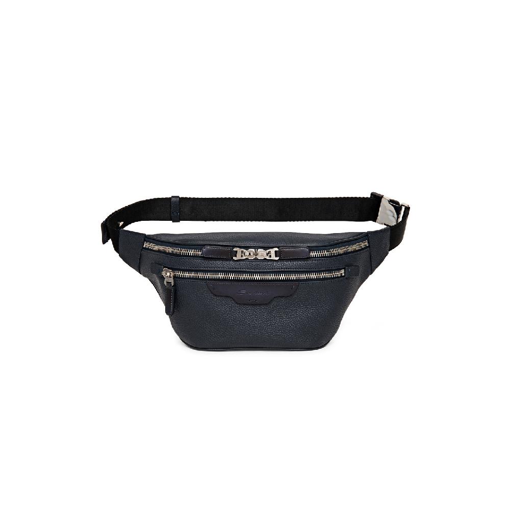 Santoni Marsupio in pelle bottalata blu