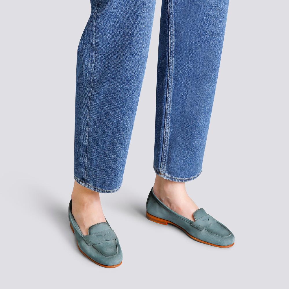 Santoni Mocassino Carla Da Donna In Suede Azzurro