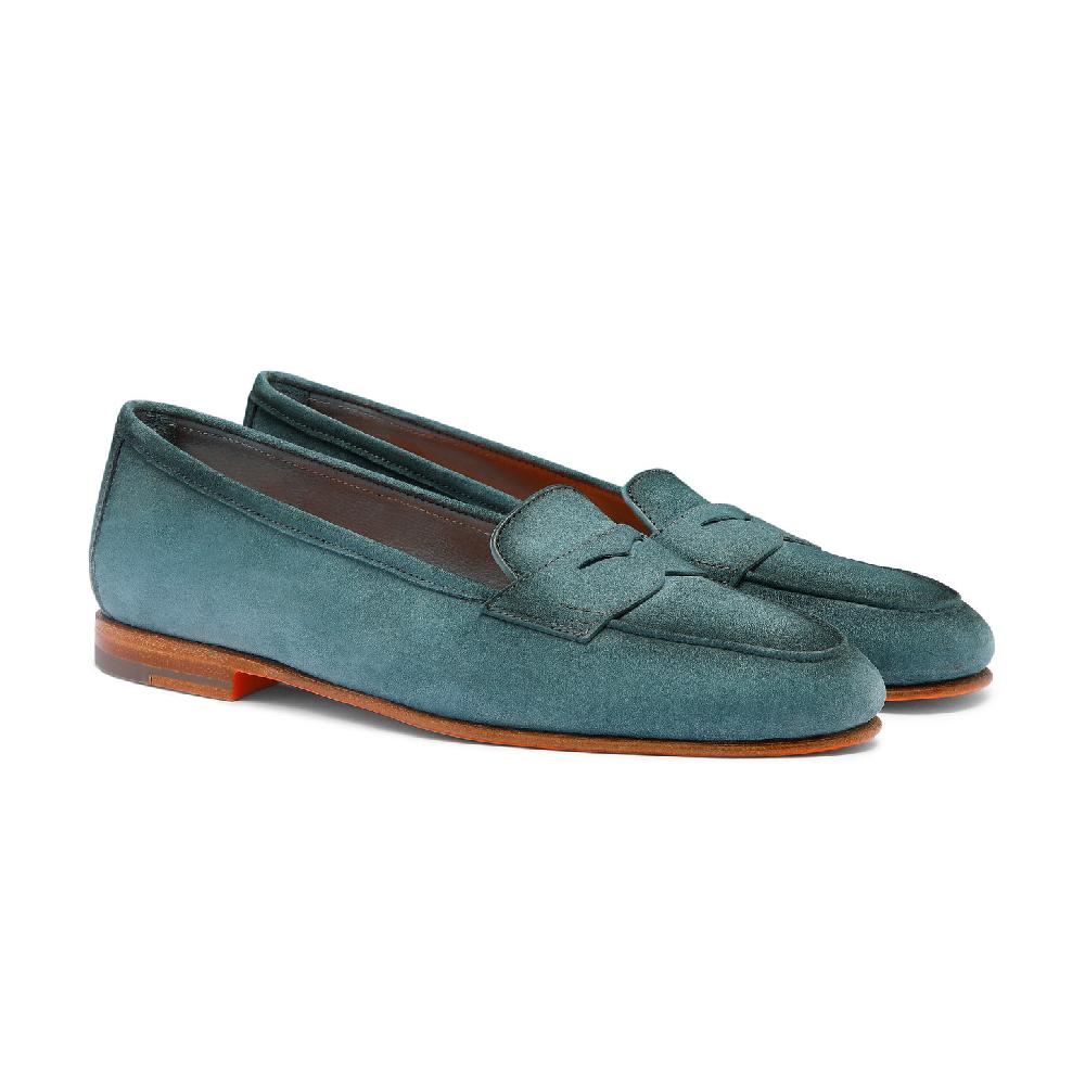 Santoni Mocassino Carla Da Donna In Suede Azzurro