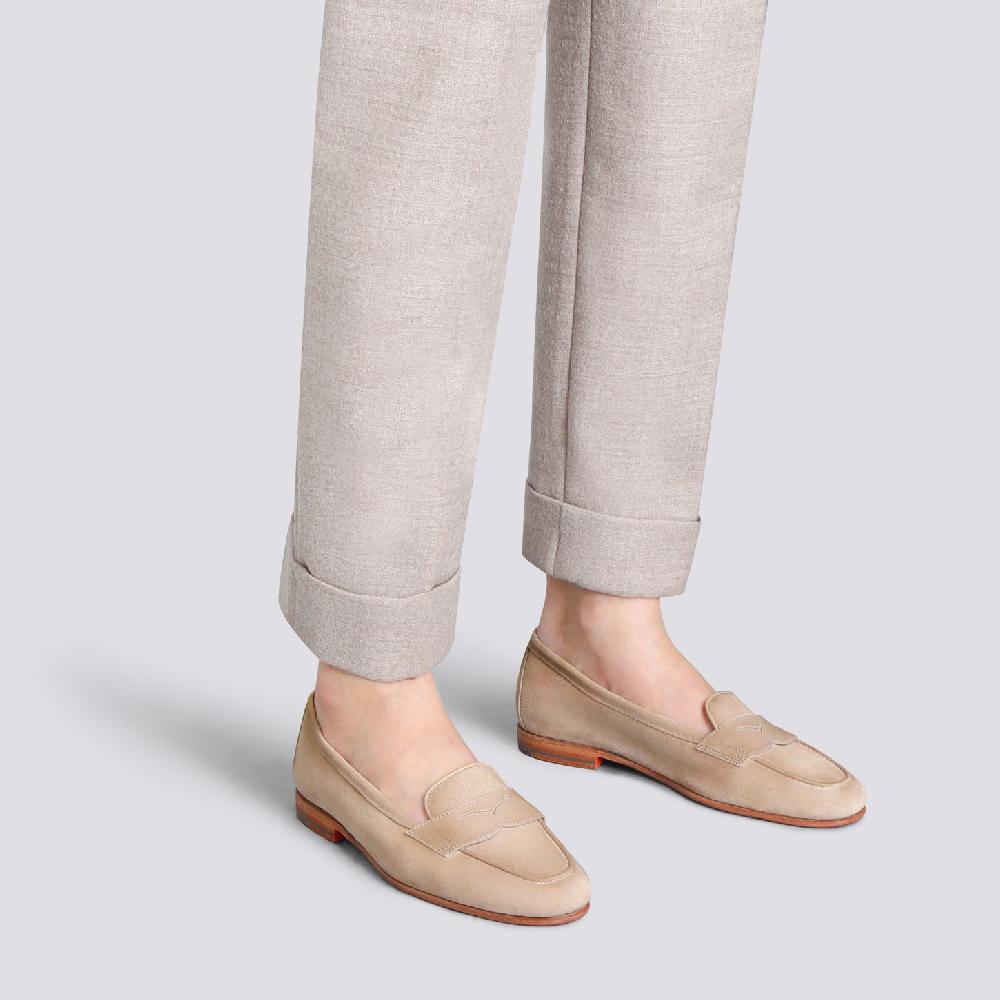 Santoni Mocassino Carla Da Donna In Suede Beige