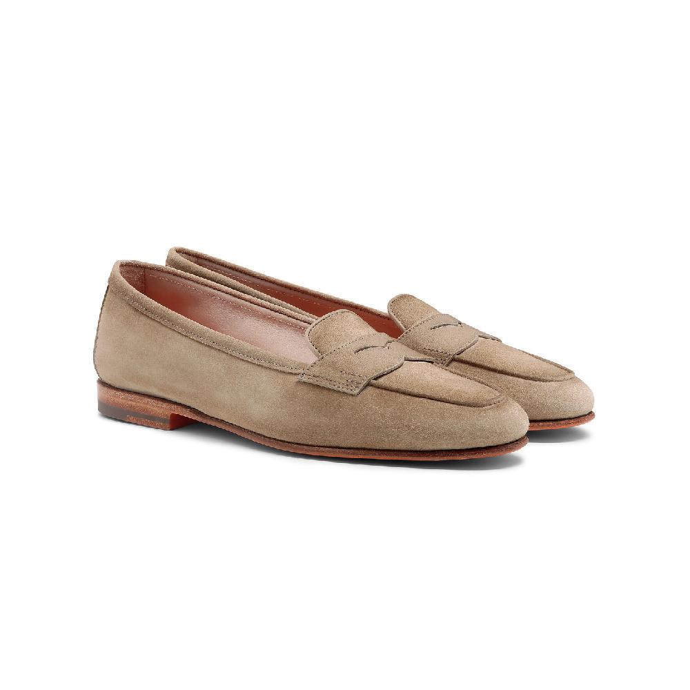 Santoni Mocassino Carla Da Donna In Suede Beige