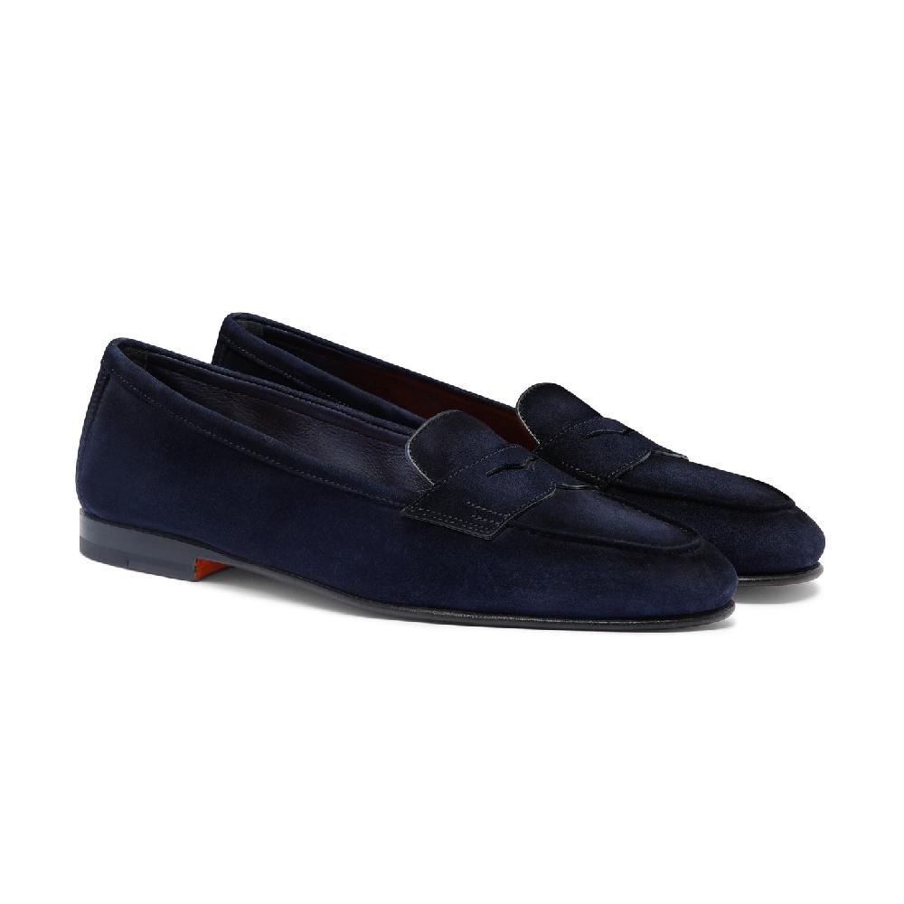 Santoni Mocassino Carla Da Donna In Suede Blu