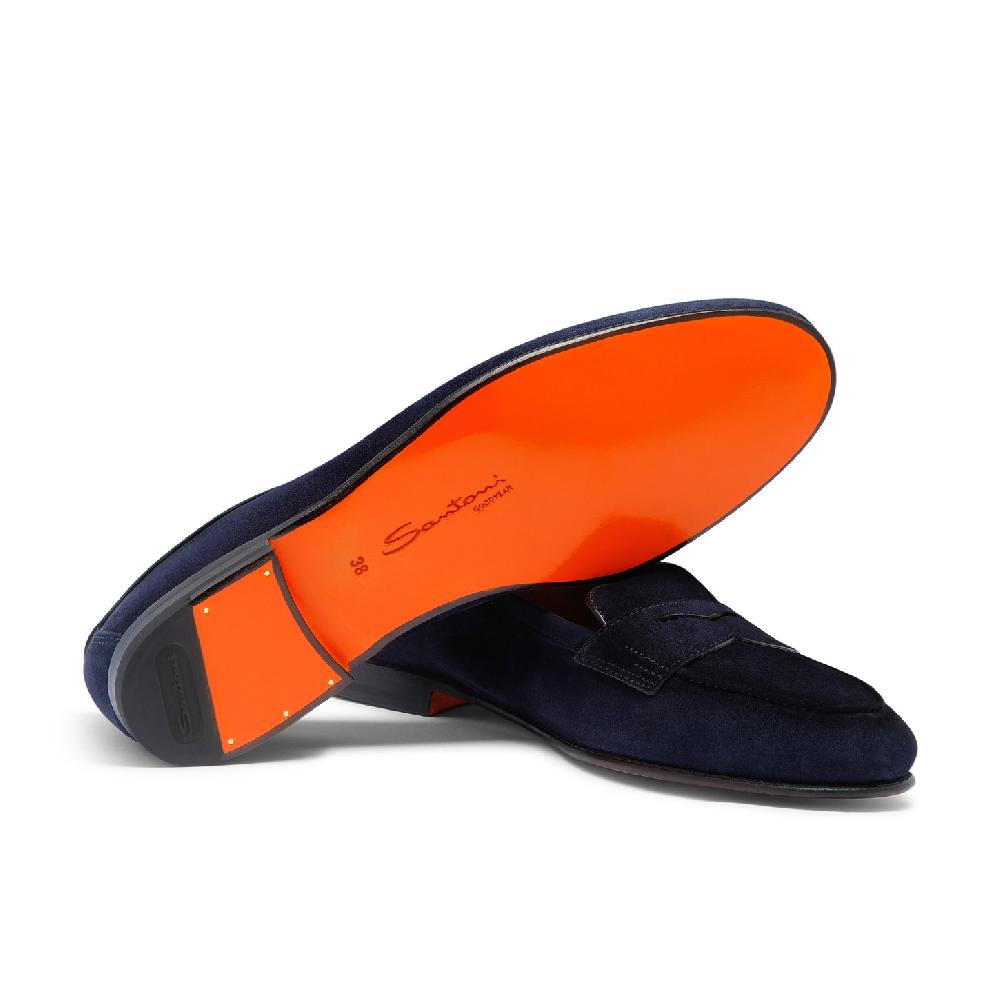 Santoni Mocassino Carla Da Donna In Suede Blu