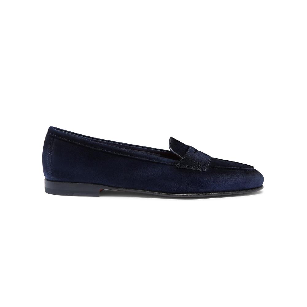 Santoni Mocassino Carla da donna in suede blu
