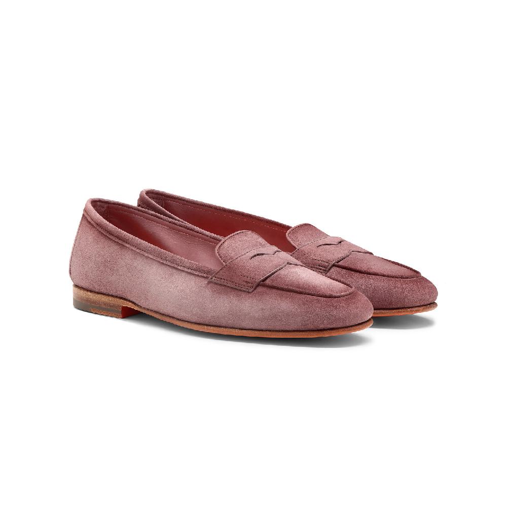 Santoni Mocassino Carla Da Donna In Suede Rosa