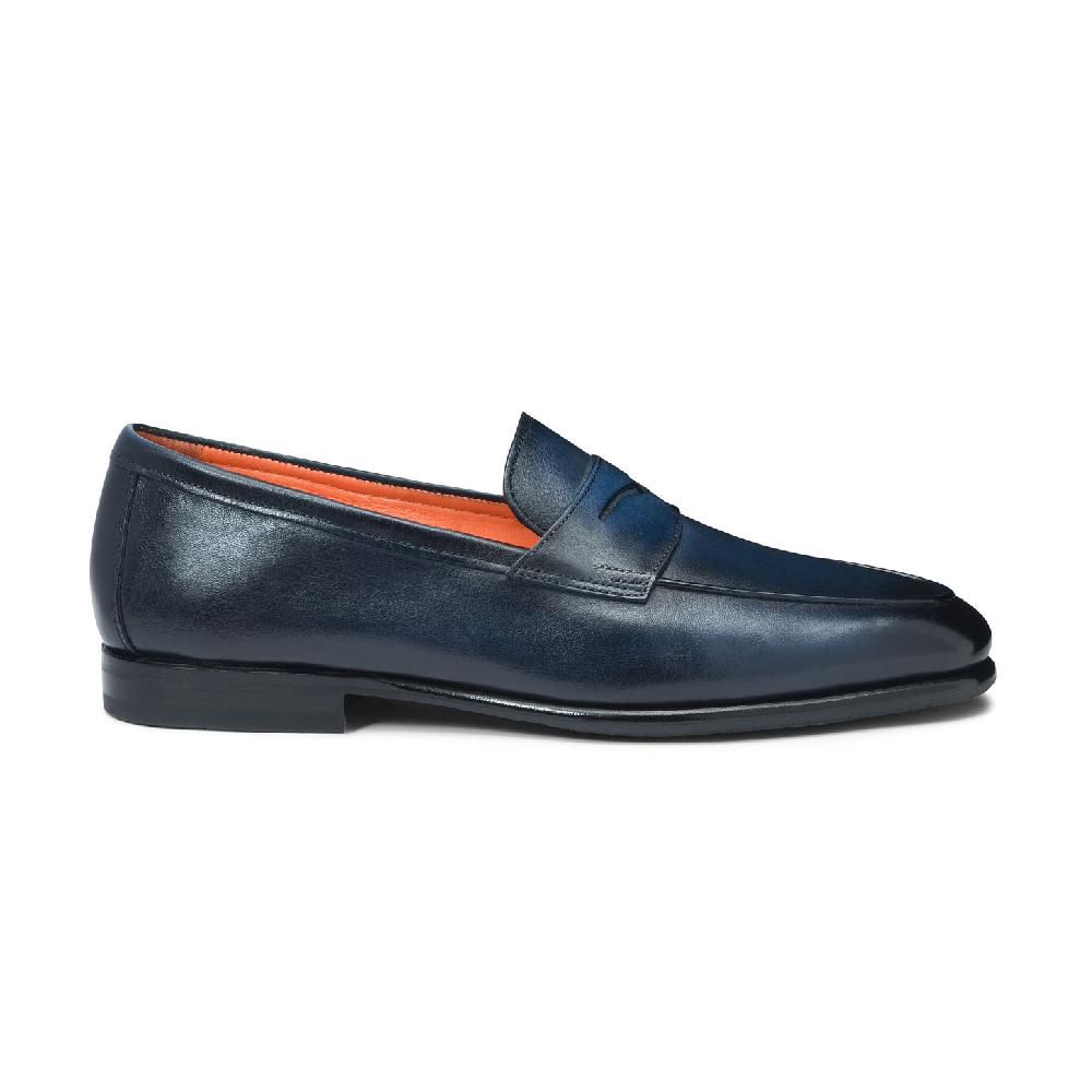 Santoni Mocassino Carlo da uomo in pelle blu