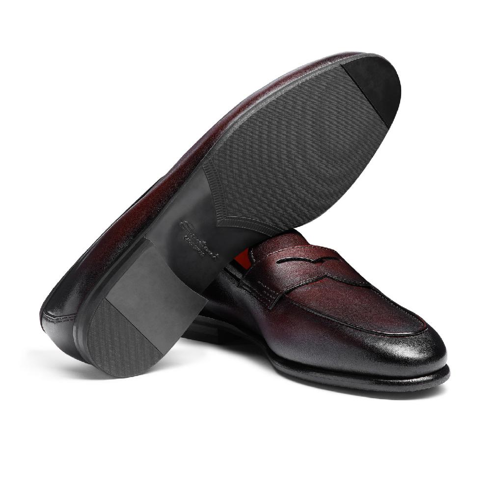 Santoni Mocassino Carlo Da Uomo In Pelle Bordeaux