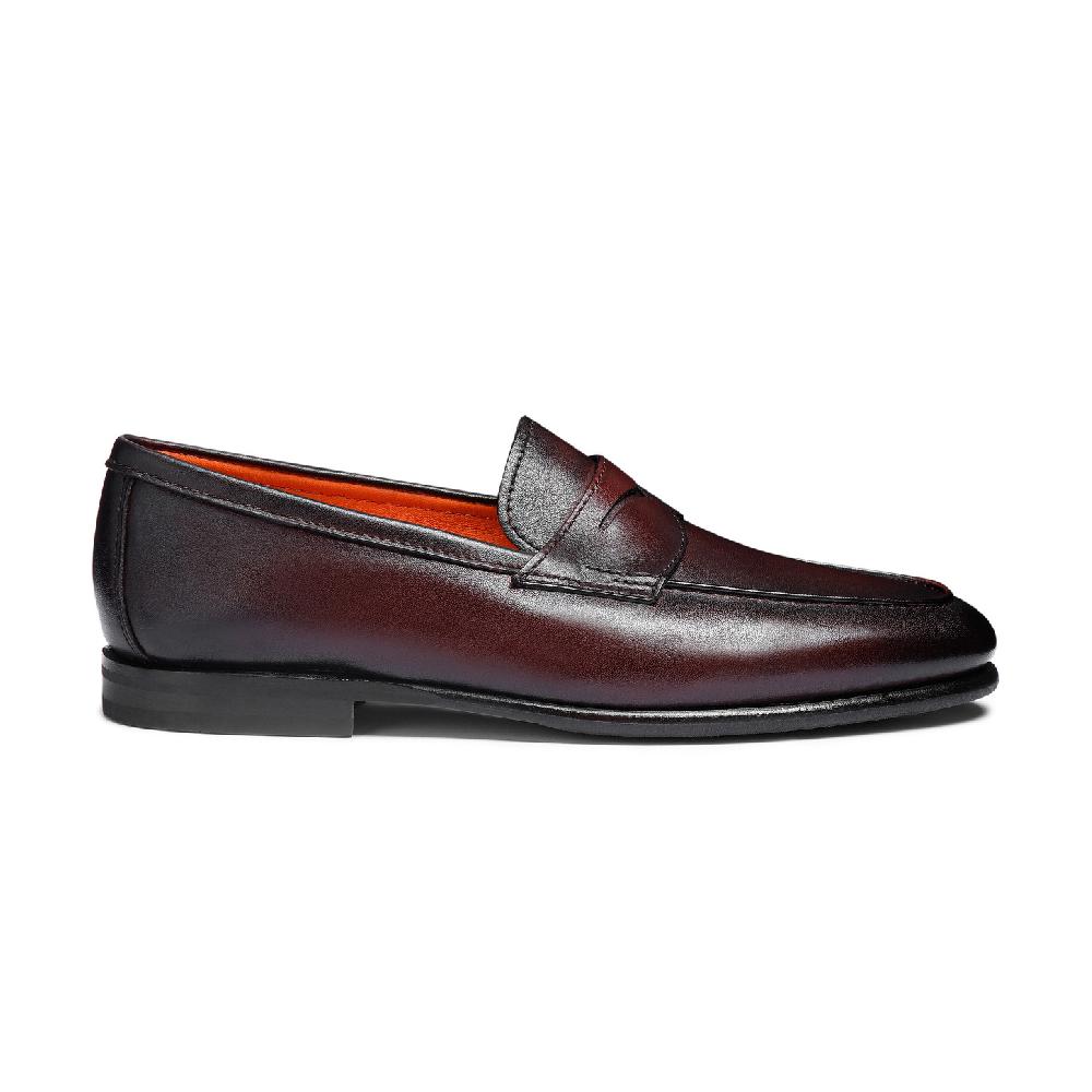 Santoni Mocassino Carlo da uomo in pelle bordeaux