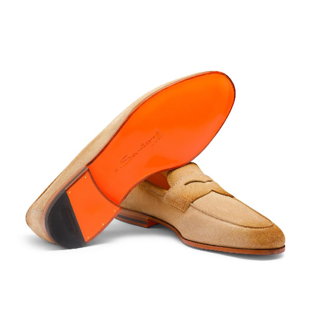 Santoni Mocassino Carlo Da Uomo In Suede Beige