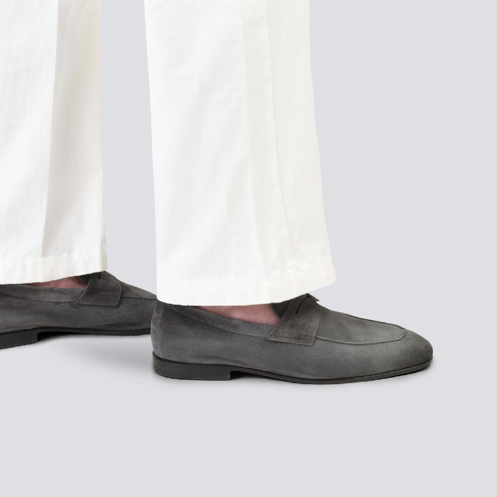 Santoni Mocassino Carlo Da Uomo In Suede Grigio