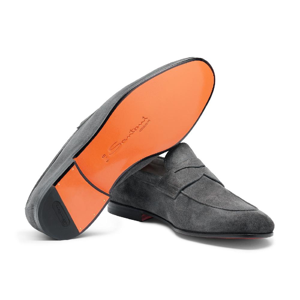 Santoni Mocassino Carlo Da Uomo In Suede Grigio