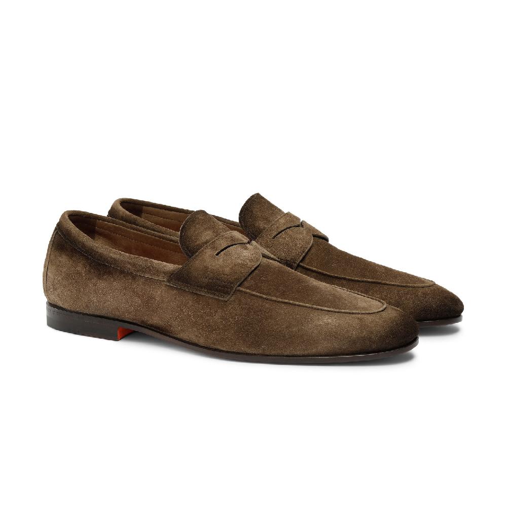 Santoni Mocassino Carlo Da Uomo In Suede Marrone