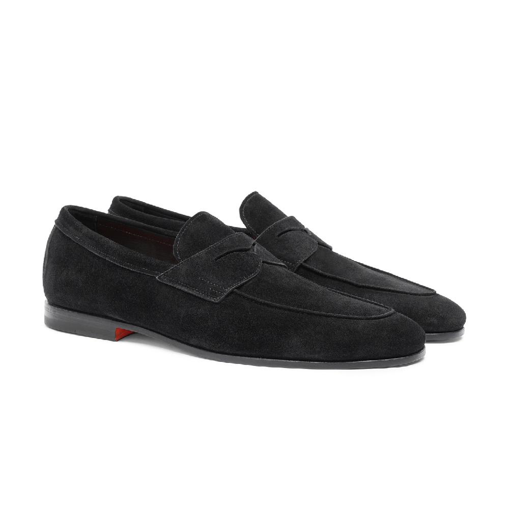 Santoni Mocassino Carlo Da Uomo In Suede Nero