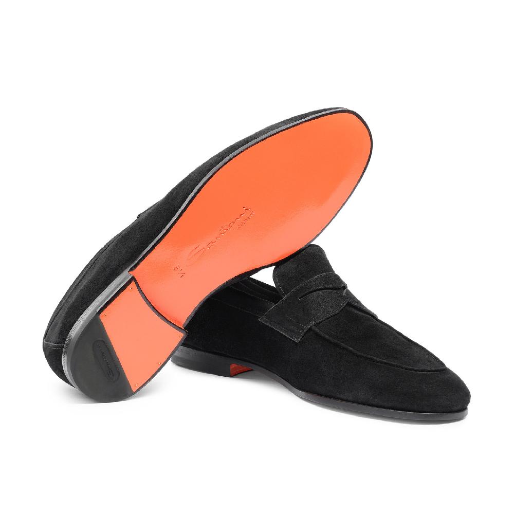 Santoni Mocassino Carlo Da Uomo In Suede Nero