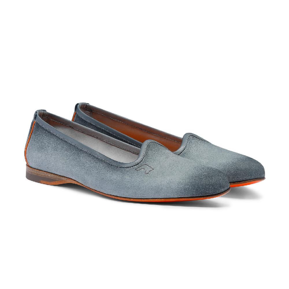 Santoni Mocassino Da Donna In Suede Azzurro
