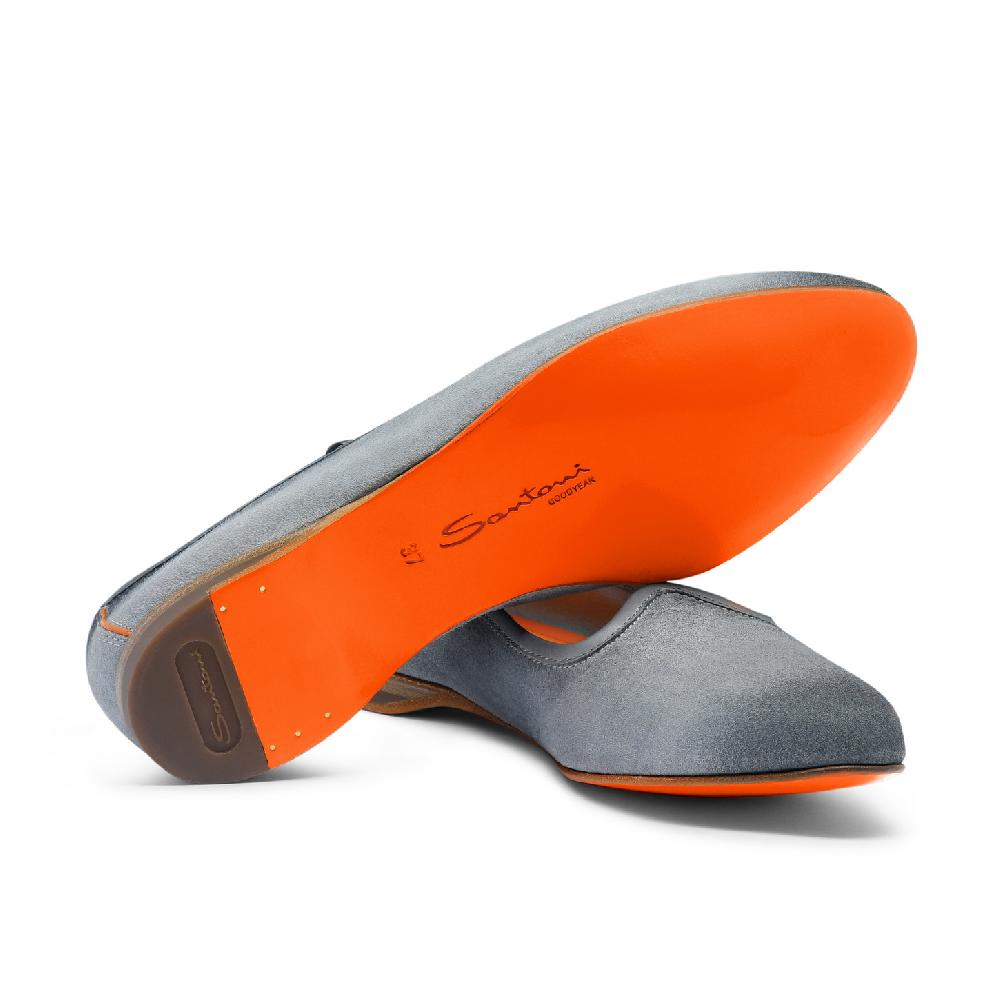 Santoni Mocassino Da Donna In Suede Azzurro