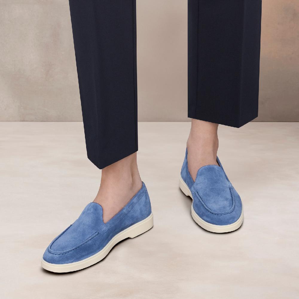 Santoni Mocassino Da Donna In Suede Blu