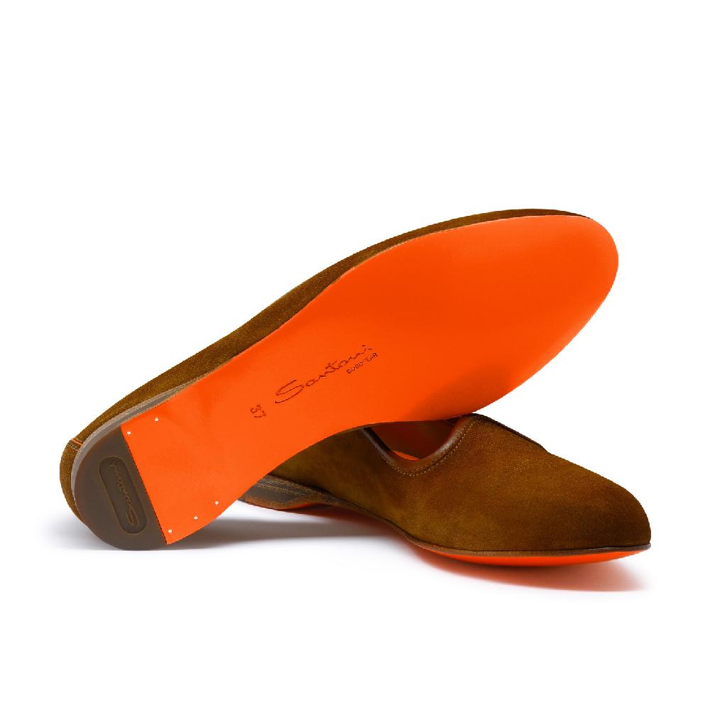 Santoni Mocassino Da Donna In Suede Marrone