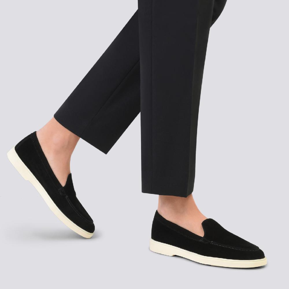 Santoni Mocassino Da Donna In Suede Nera