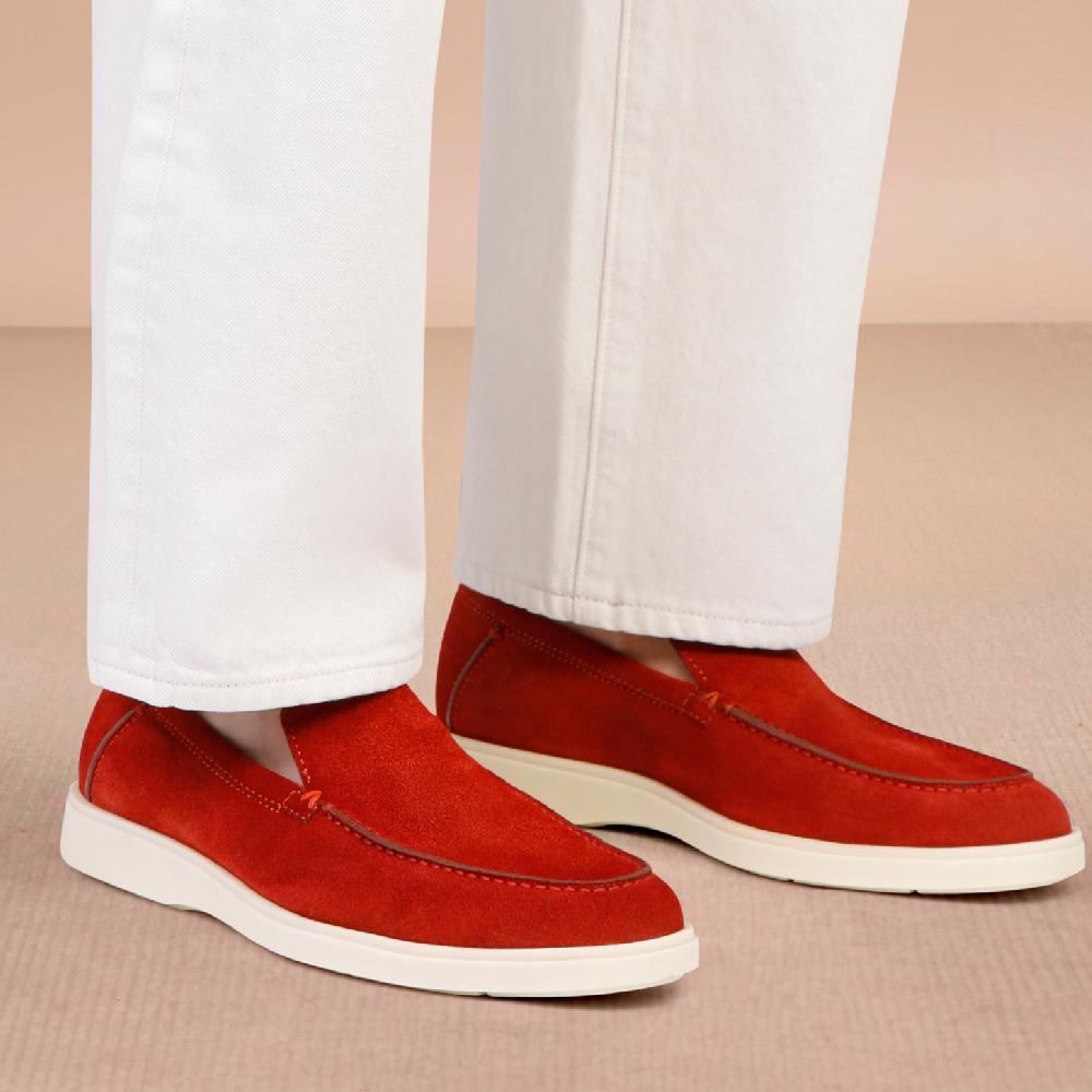 Santoni Mocassino Da Uomo In Suede Arancione