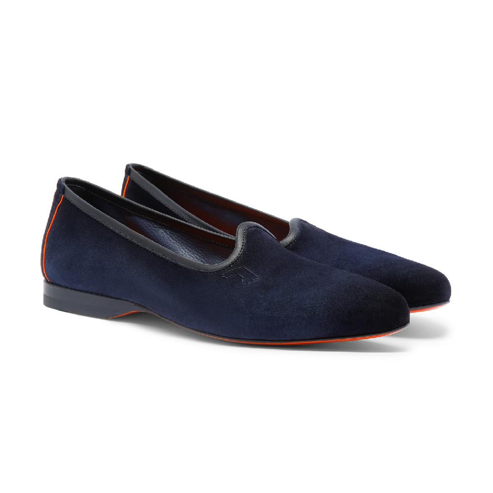 Santoni Mocassino Da Uomo In Suede Blu