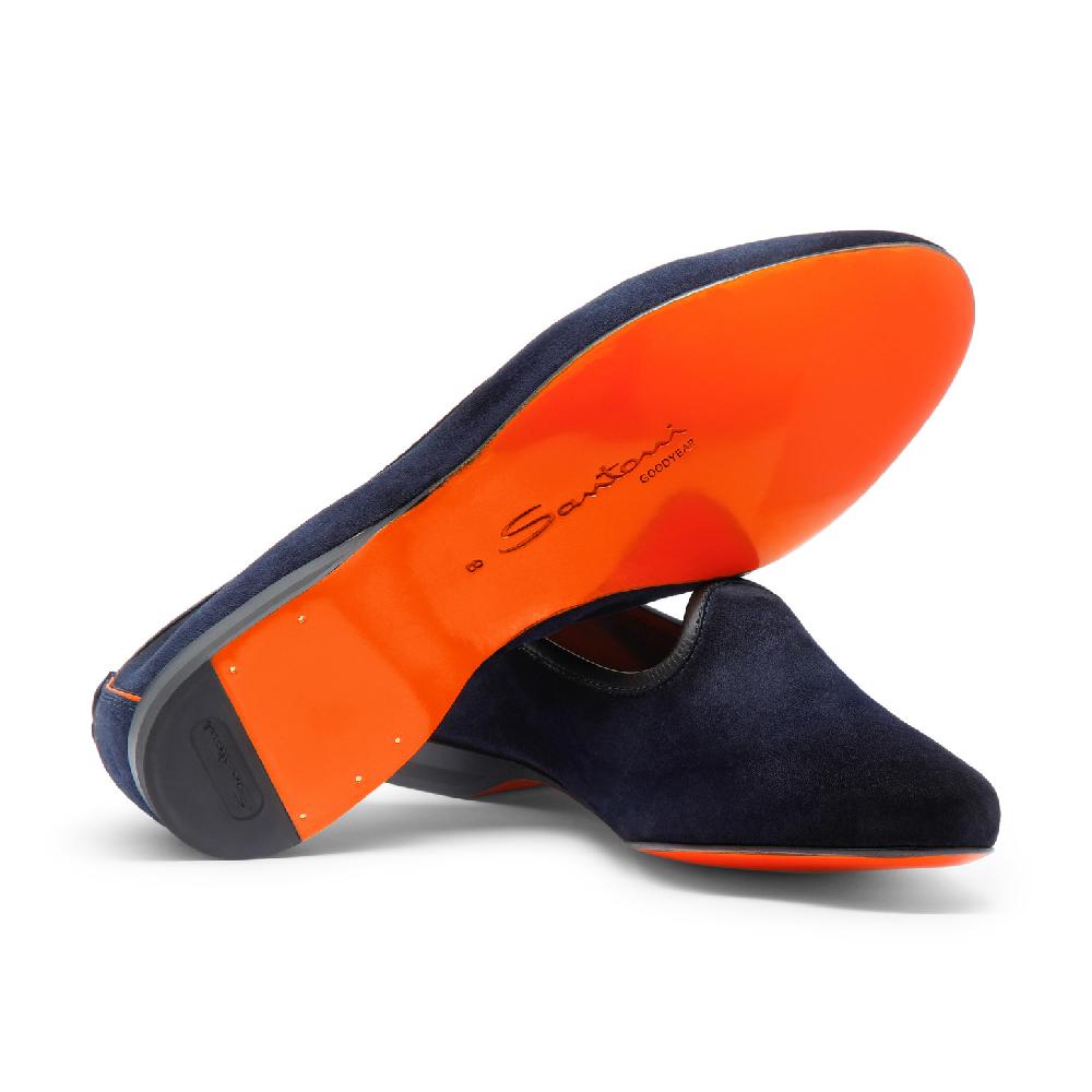 Santoni Mocassino Da Uomo In Suede Blu