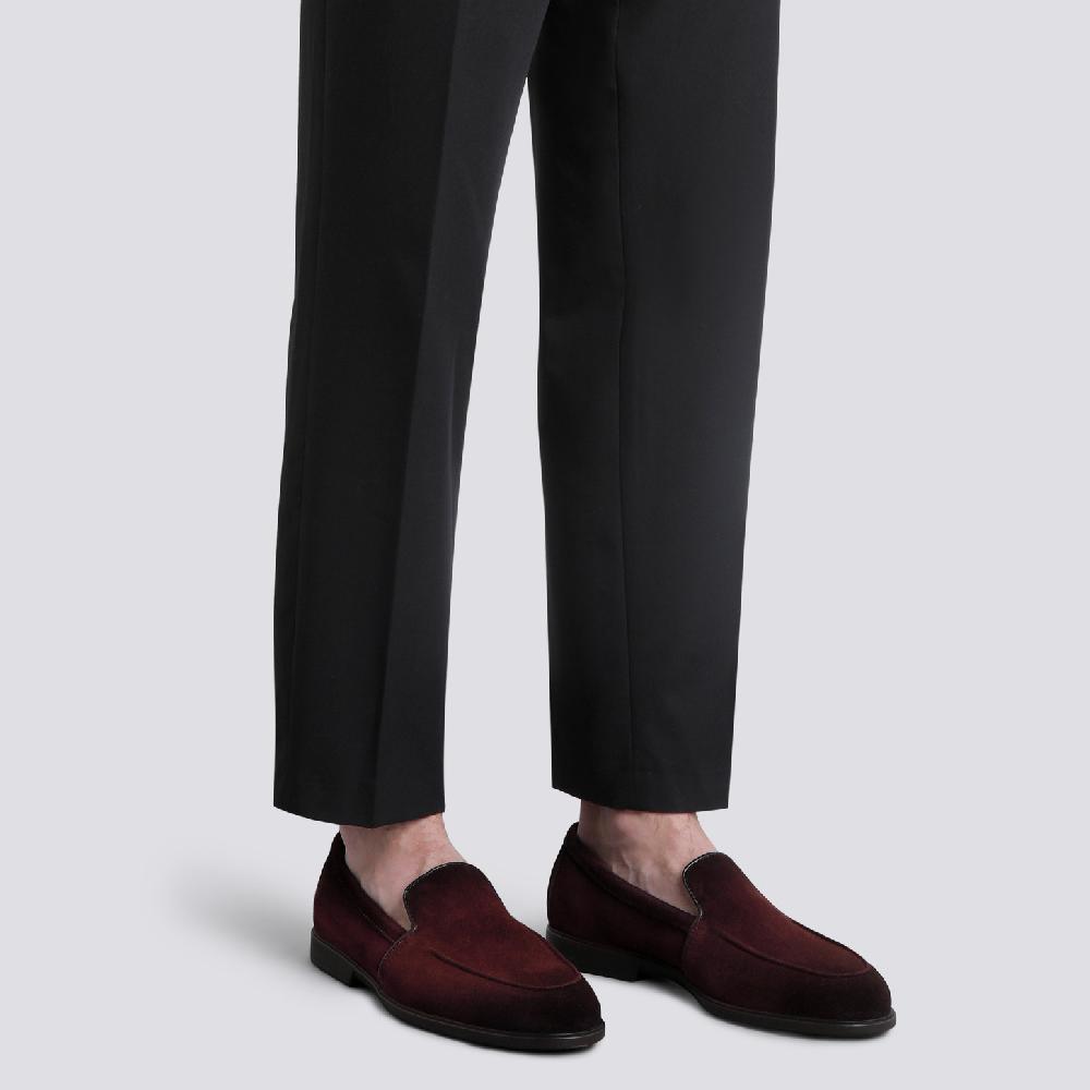 Santoni Mocassino Da Uomo In Suede Bordeaux