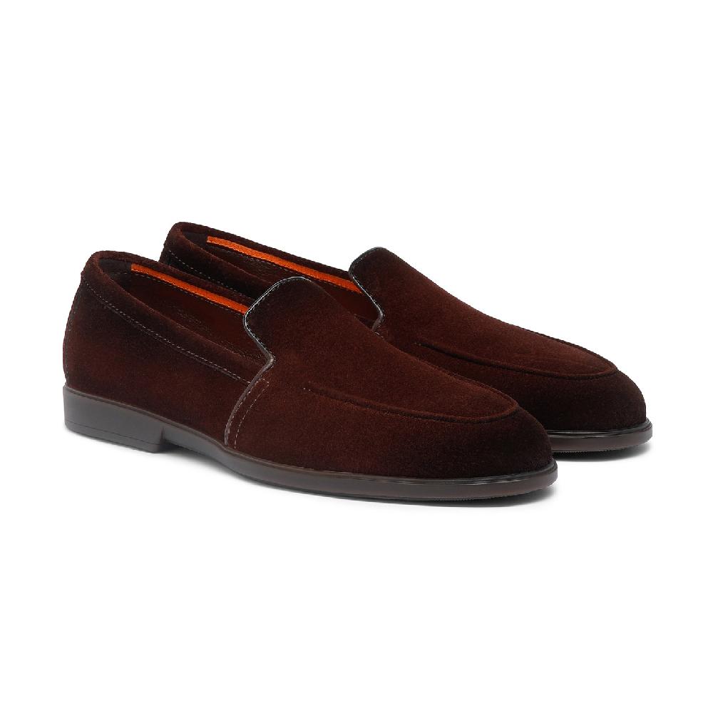 Santoni Mocassino Da Uomo In Suede Bordeaux