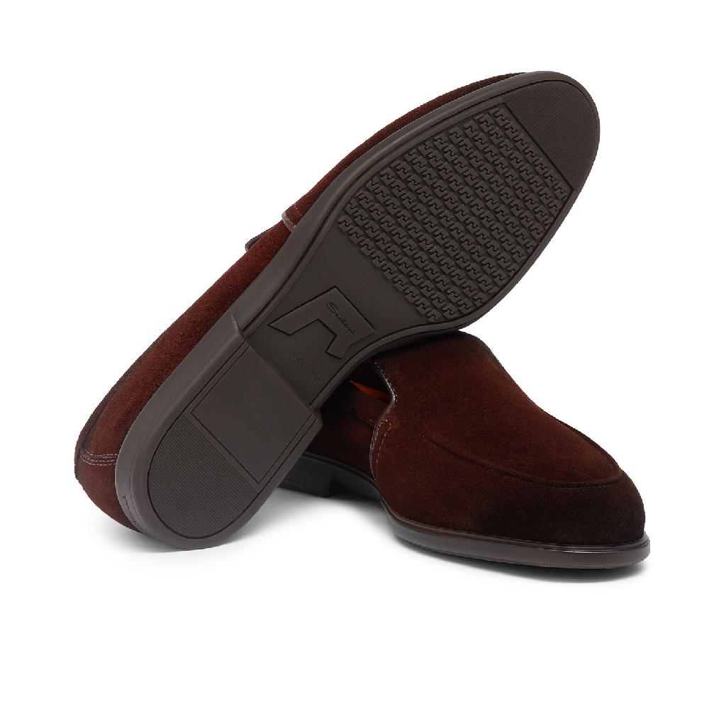 Santoni Mocassino Da Uomo In Suede Bordeaux