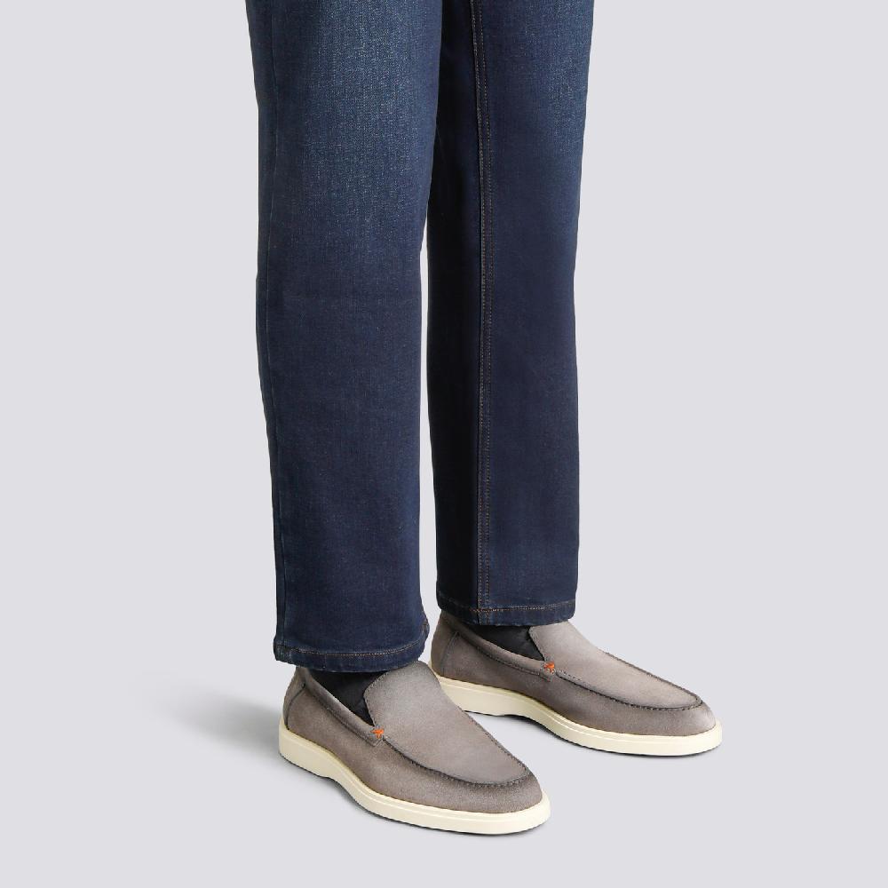 Santoni Mocassino Da Uomo In Suede Grigio