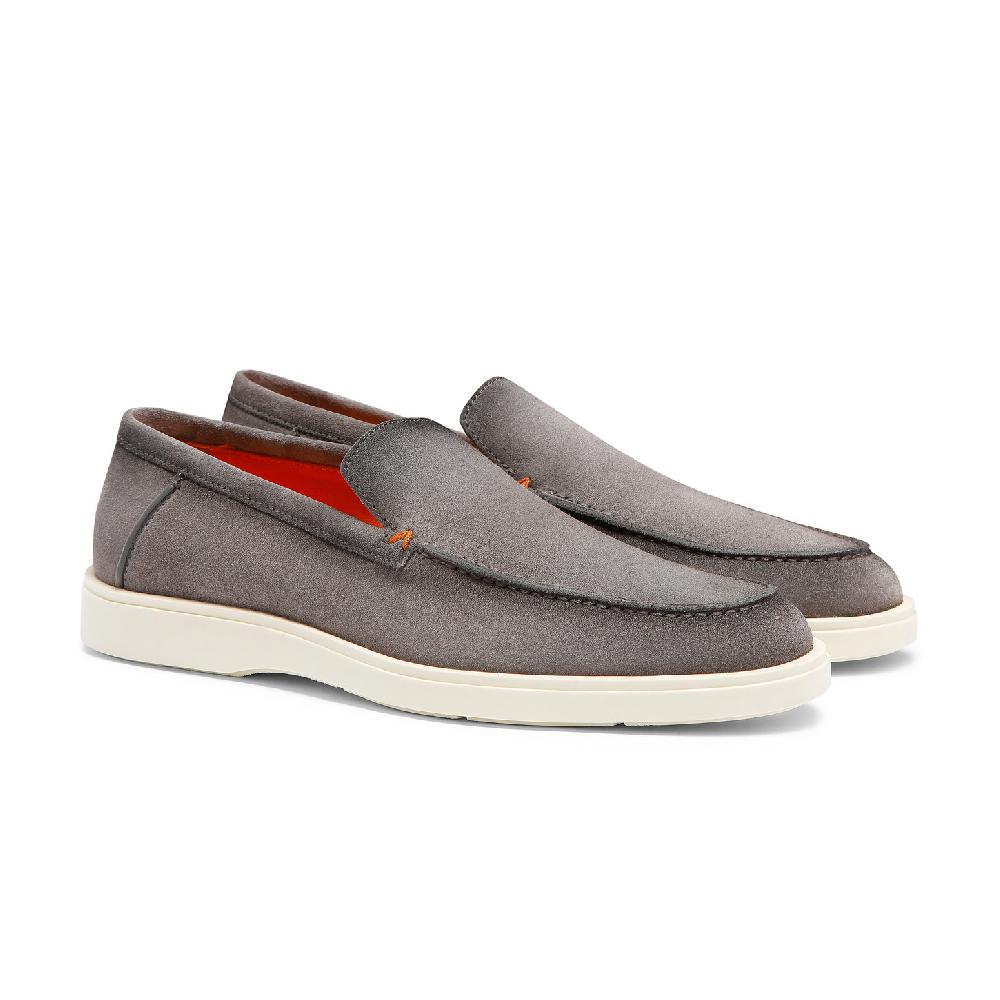 Santoni Mocassino Da Uomo In Suede Grigio
