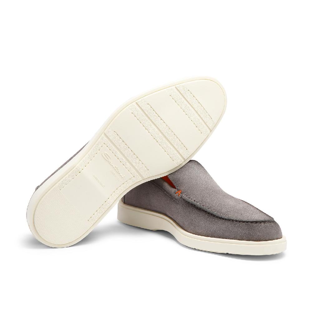 Santoni Mocassino Da Uomo In Suede Grigio
