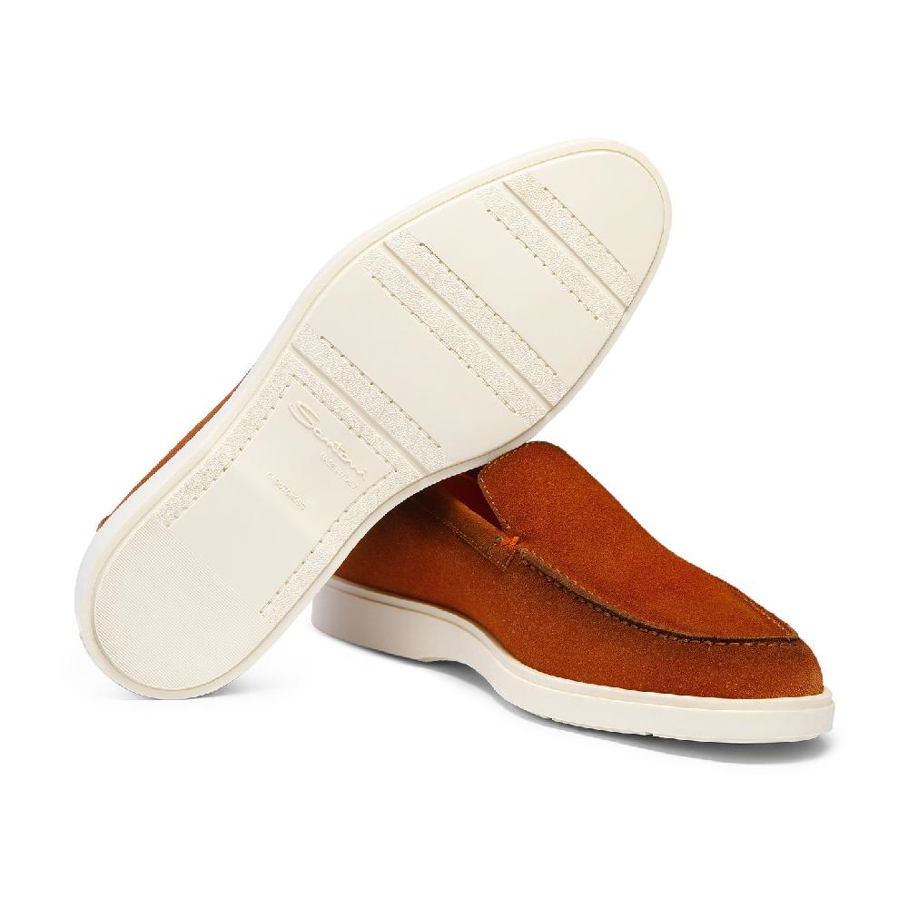 Santoni Mocassino Da Uomo In Suede Marrone