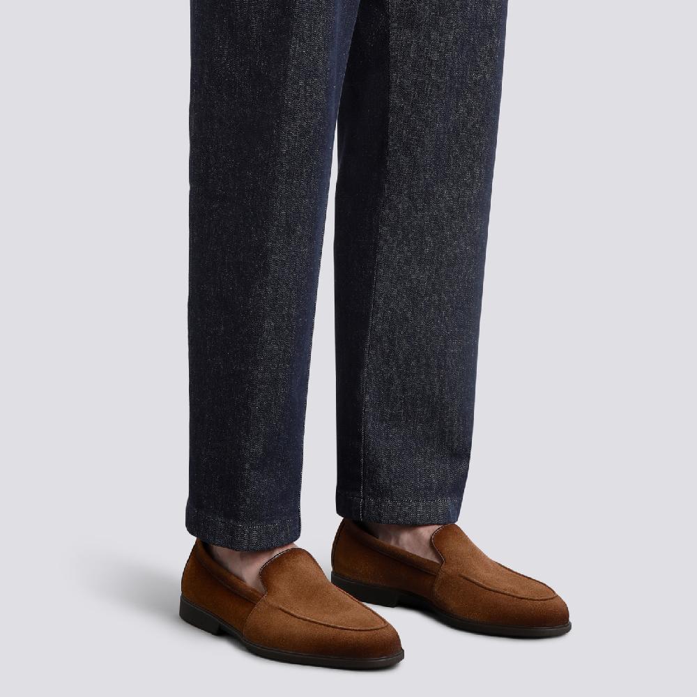 Santoni Mocassino Da Uomo In Suede Marrone Chiaro