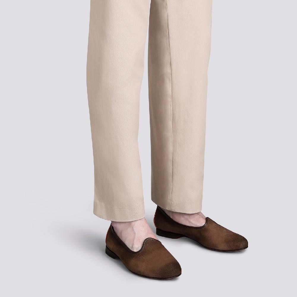 Santoni Mocassino Da Uomo In Suede Marrone