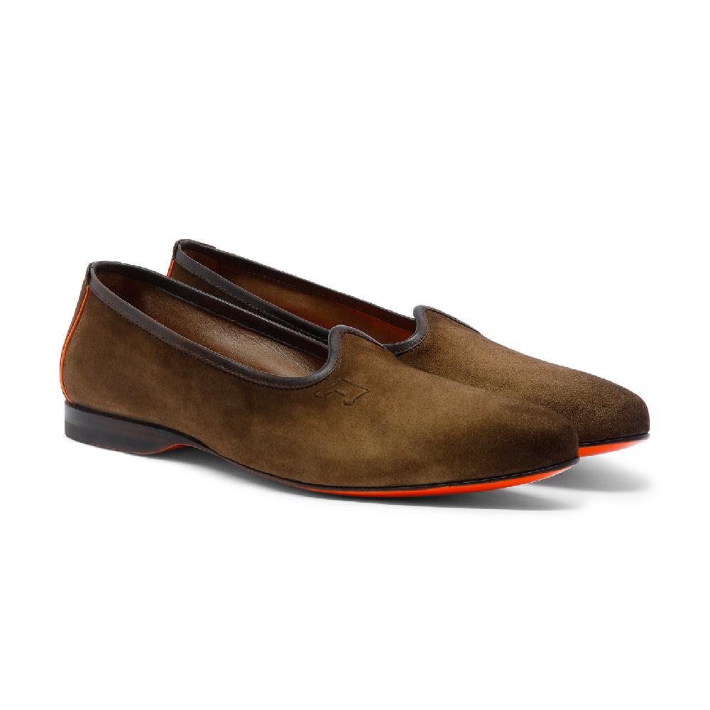 Santoni Mocassino Da Uomo In Suede Marrone