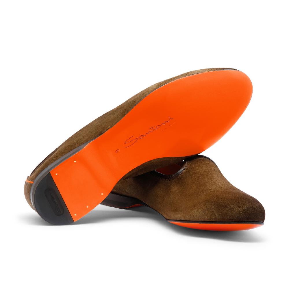 Santoni Mocassino Da Uomo In Suede Marrone